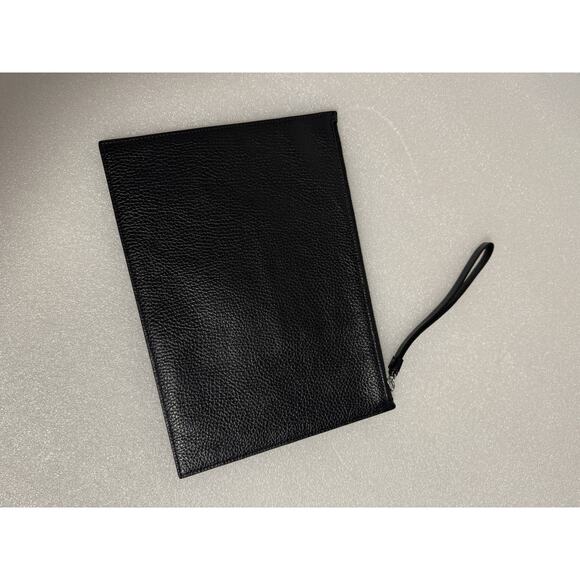 Kenzo Pouch Bag Leather Clutch Wristlet Zip Case Travel Unisex Embossed Black - Picture 4 of 11